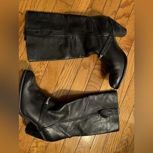 Capezio Women- Size 9M - Vintage Black Slouch Leather Silver Cowboy Boots